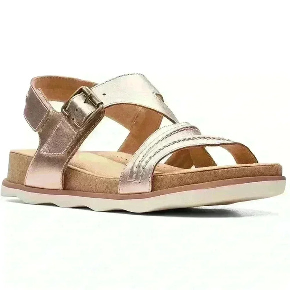 Women’s CLARKS BRYNN STEP STRAPPY ANKLE STRAP Leather sandal- Size 10 - Picture 1 of 9